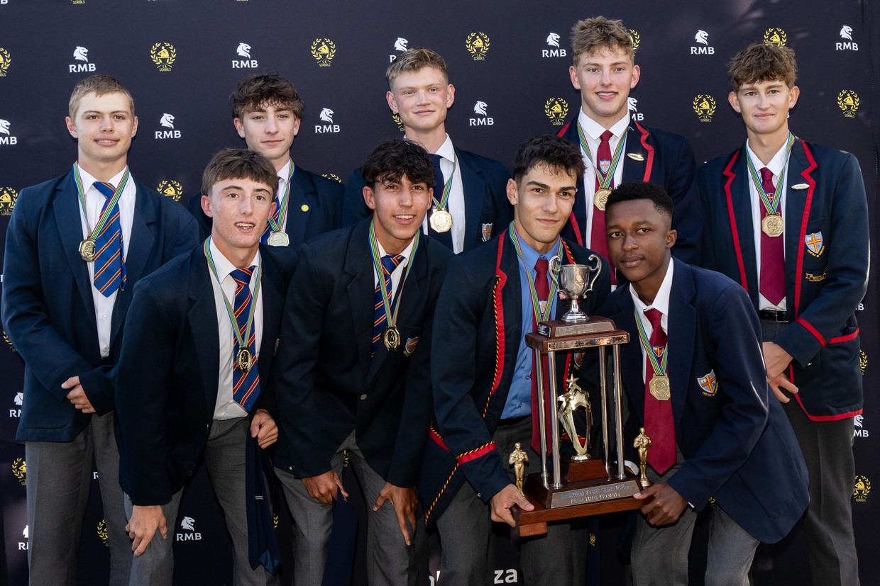 First Eight crew collected the Overall Boys School Winners trophy on behalf of St Benedict_s